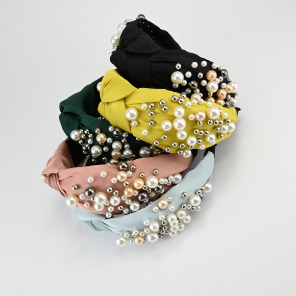 Luxury Beaded Headband with a knot on top - Picture 3 of 7